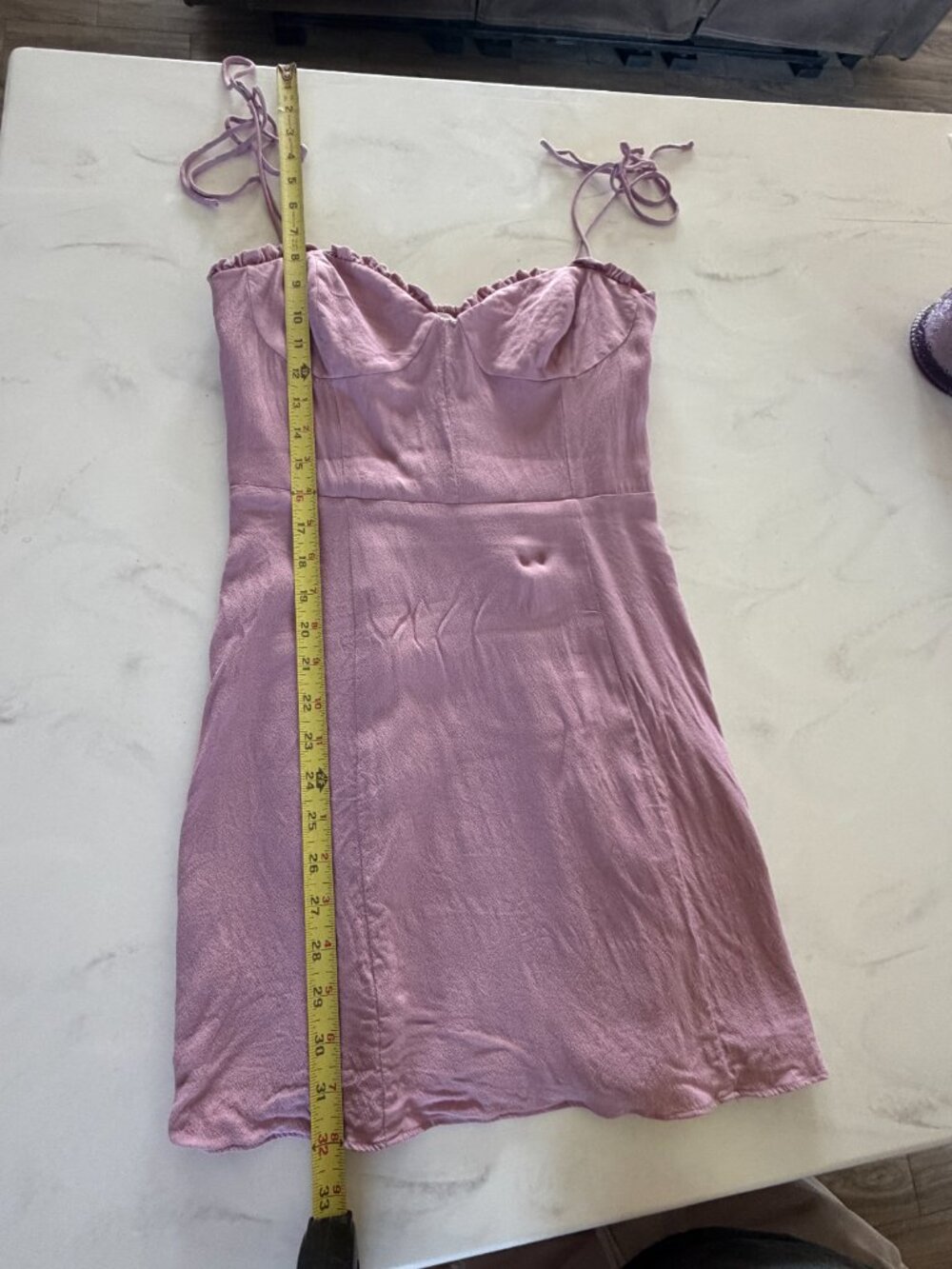 Wilfred Aritzia Pink Satin Tie Strap Mini Dress Size 6 Smocked Back Romantic - Picture 10 of 14